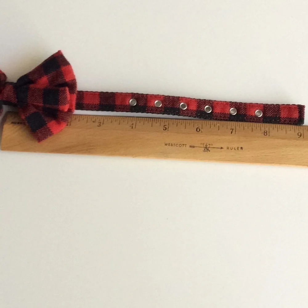Red and Black Plaid Bow Tie Dog Collar